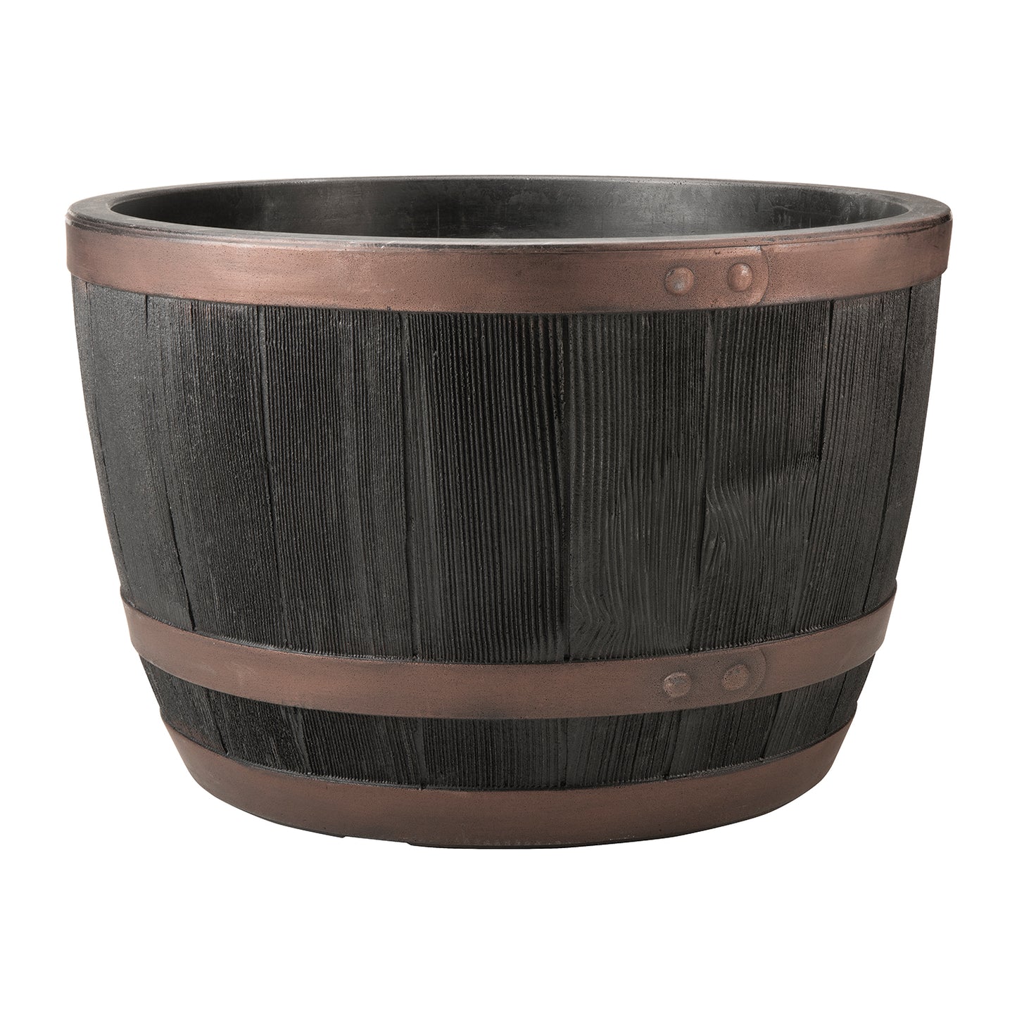 Stewart Blenheim Oak Effect Plastic Half Barrel - Copper