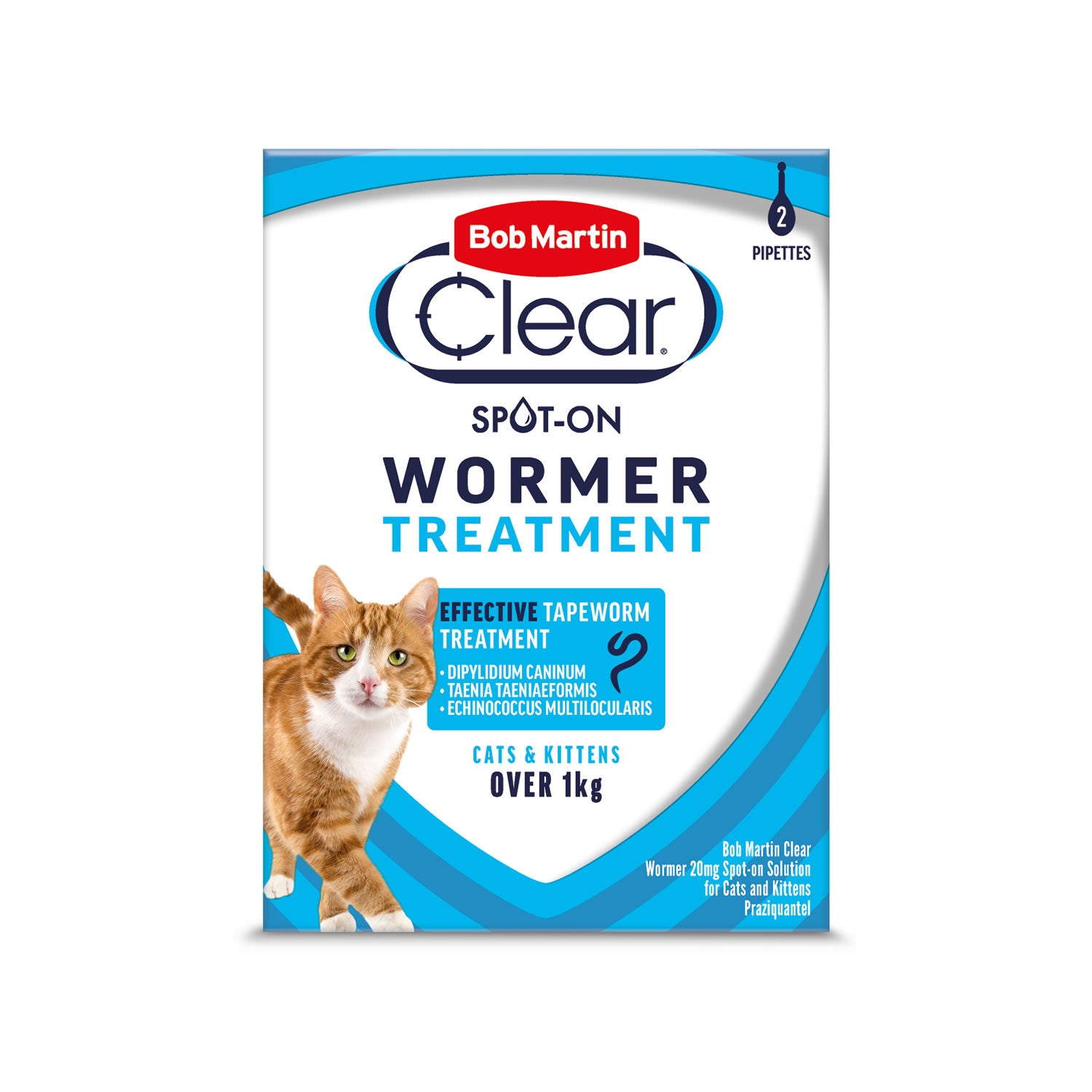 Bob Martin Clear Spot-On Wormer for Cats & Kittens - 2 Pipettes