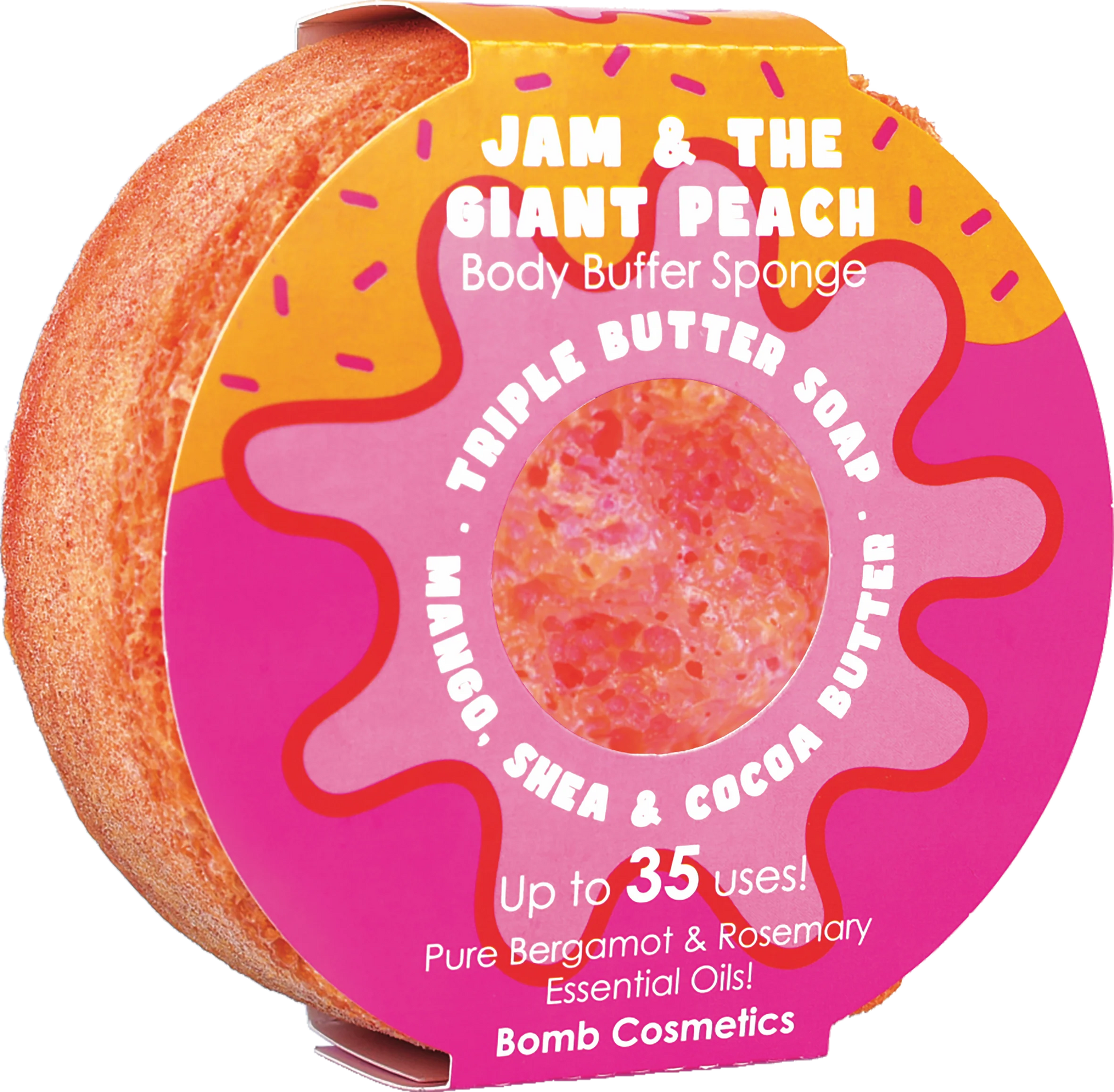 Bomb Cosmetics Jam & The Gaint Peach Body Buffer Sponge