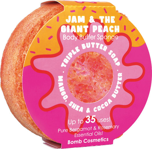 Bomb Cosmetics Jam & The Gaint Peach Body Buffer Sponge