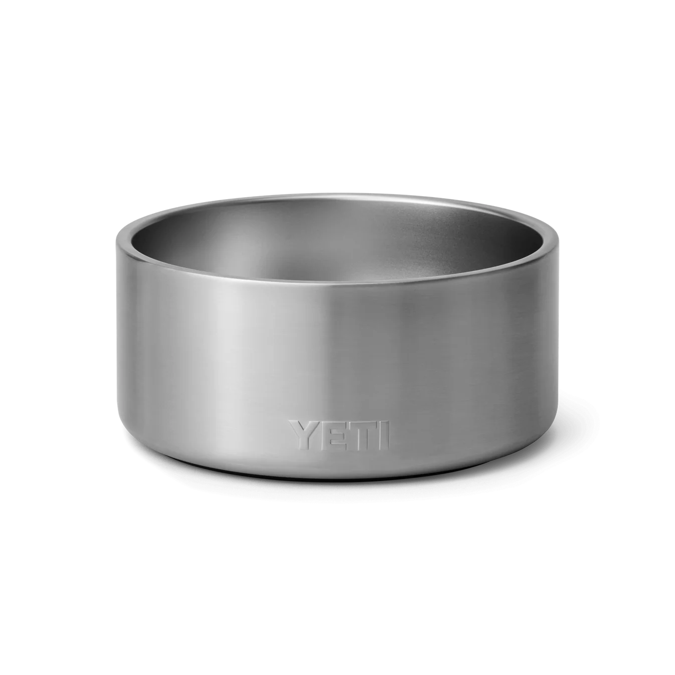 Durable YETI Boomer 8 stainless steel non slip dog bowl placed on a floor.