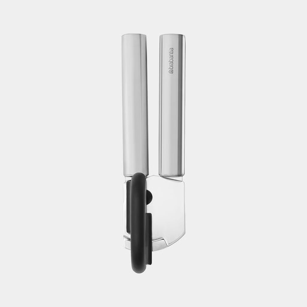 Brabantia Profile stainless steel can opener opening a tin effortlessly on a kitchen counter