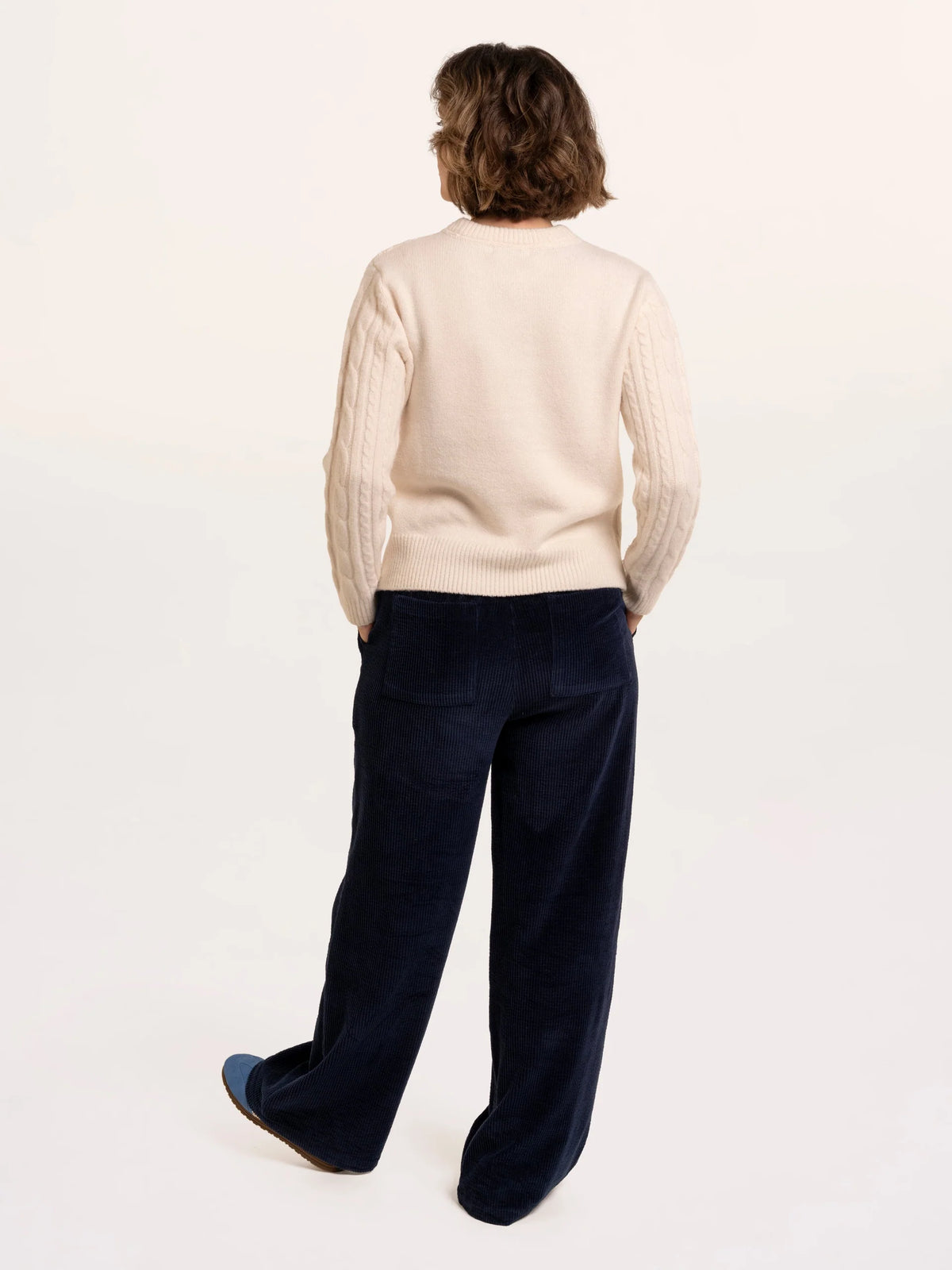 Brakeburn Dahlia Cable Knitted Crew Neck Jumper in cream