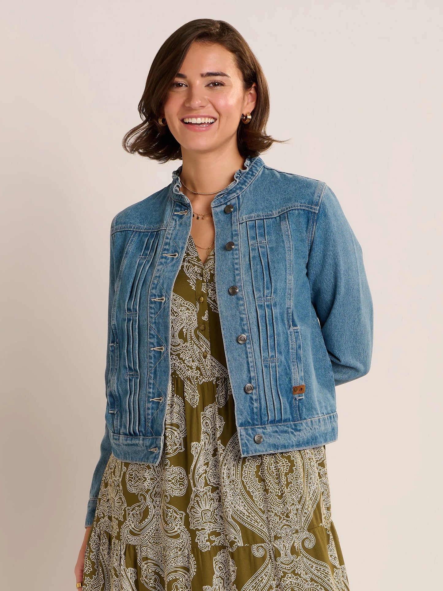 Brakeburn Ruffle Neck Denim Jacket