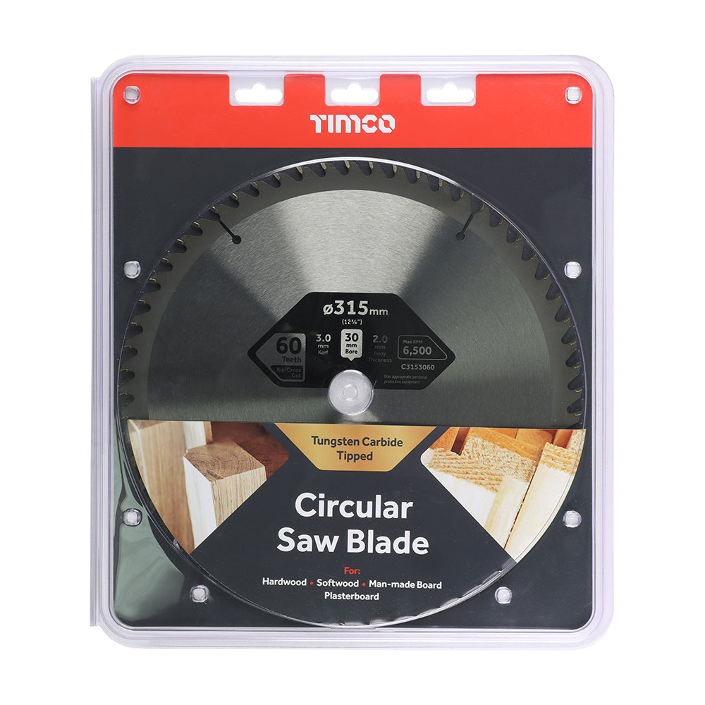 Circular Saw Blade - Trimming/Crosscut - Medium/Fine 315 x 30 x 60T