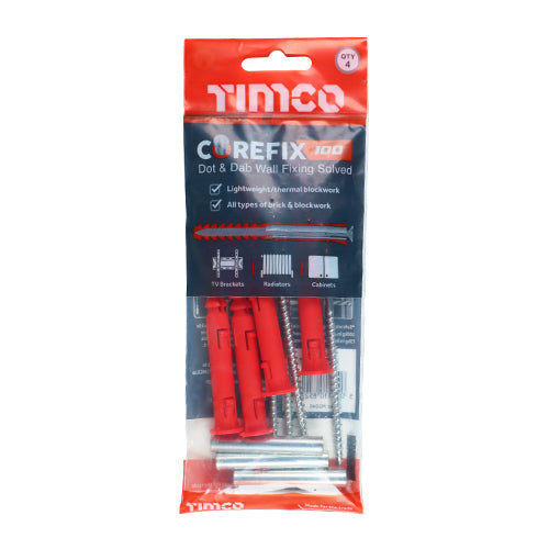 Timco Corefix 100 Dot & Dab Wall Fixing 5 x 100mm 4-Pack