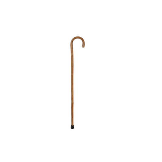 Charles Buyers natural chestnut walking stick with traditional steam bent crook handle and metal ferrule