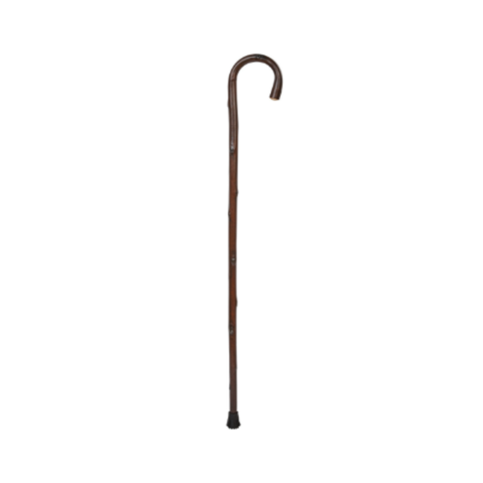 Charles Buyers ladies chestnut wooden walking stick with traditional steam-bent crook handle and fitted metal ferrule