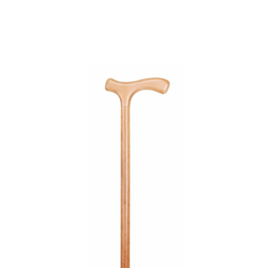 Charles Buyers natural beech wooden walking stick featuring a smooth ergonomic crutch handle and fitted rubber ferrule