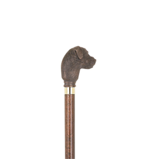 Charles Buyers Border Terrier moulded top collectors walking stick with detailed resin dog head handle and polished hardwood shaft