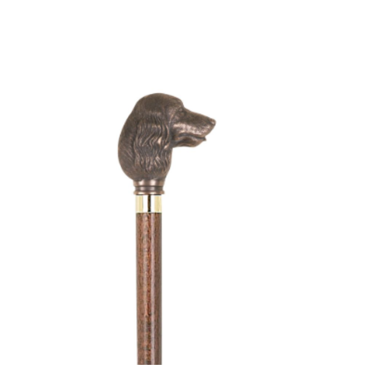 Charles Buyers Cocker Spaniel moulded top collectors walking stick featuring a detailed resin dog head handle and polished wooden shaft