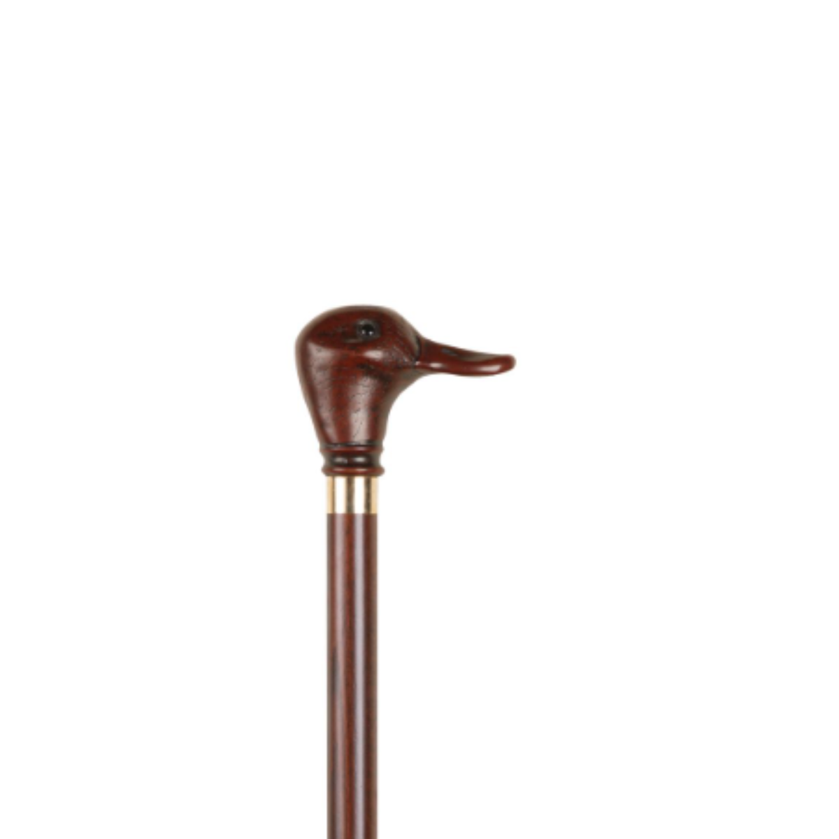 Charles Buyers duck moulded top collectors walking stick featuring a detailed resin duck head handle and polished wooden shaft