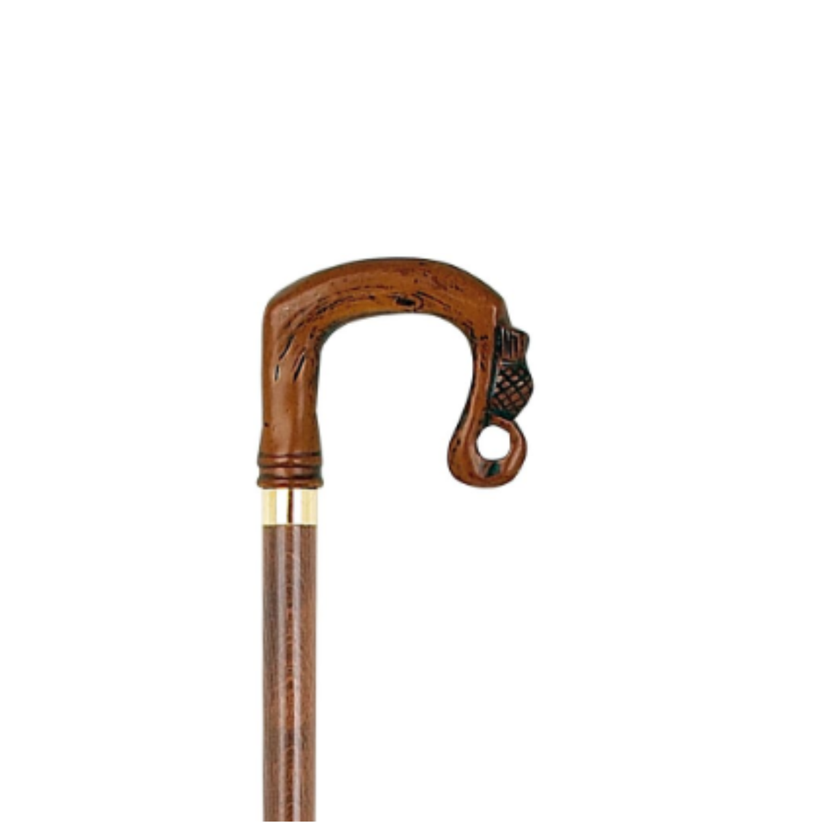 Charles Buyers brown shepherds crook moulded top collectors walking stick with durable resin crook handle and polished wooden shaft