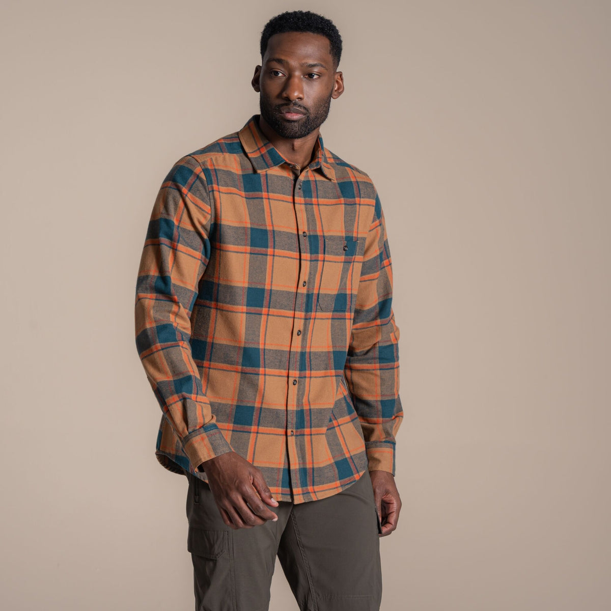 Craghoppers Men's Rowan Long Sleeved Check Shirt in brushed polycotton fabric