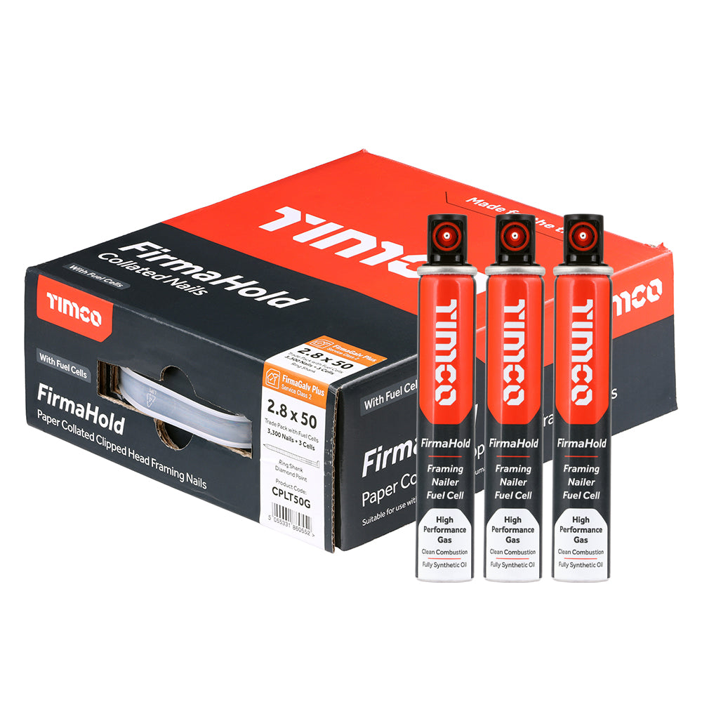 FirmaHold Collated Clipped Head Nails & Fuel Cells - Ring Shank - FirmaGalv + 2.8 x 50/3CFC