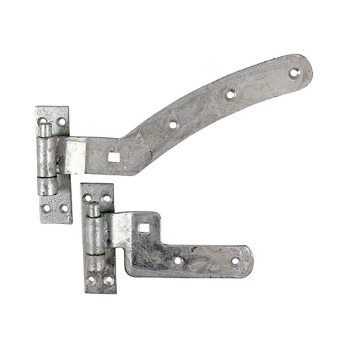 TIMCO left hand curved rail hinge set in hot dipped galvanised steel for timber gates