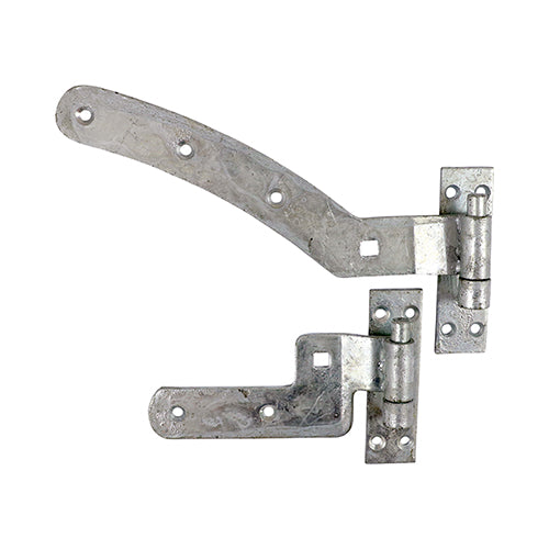 TIMCO right hand curved rail hinge set in hot dipped galvanised steel for timber gates