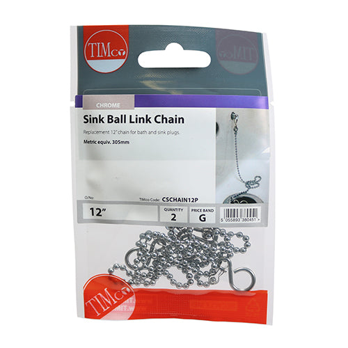 TIMCO Bath Ball Link Chains - Chrome 18" - 2 PCS
