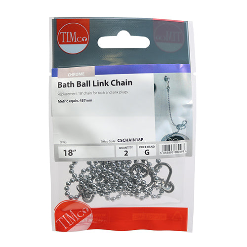 TIMCO Bath Ball Link Chains - Chrome 18" - 2 PCS
