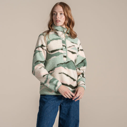 Craghoppers Massey overhead button neck fleece in geometric print borg fabric