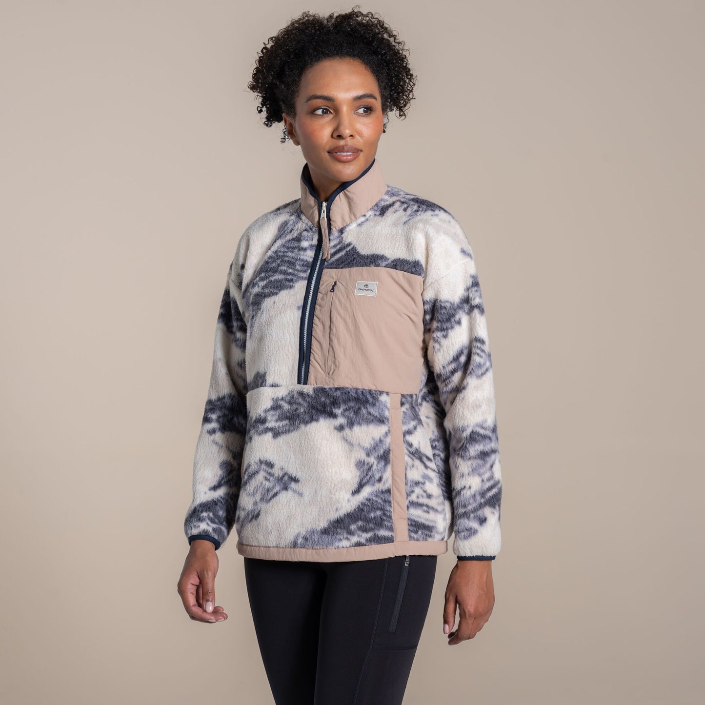 Craghoppers Grange Half Zip Fleece in Ecru Print