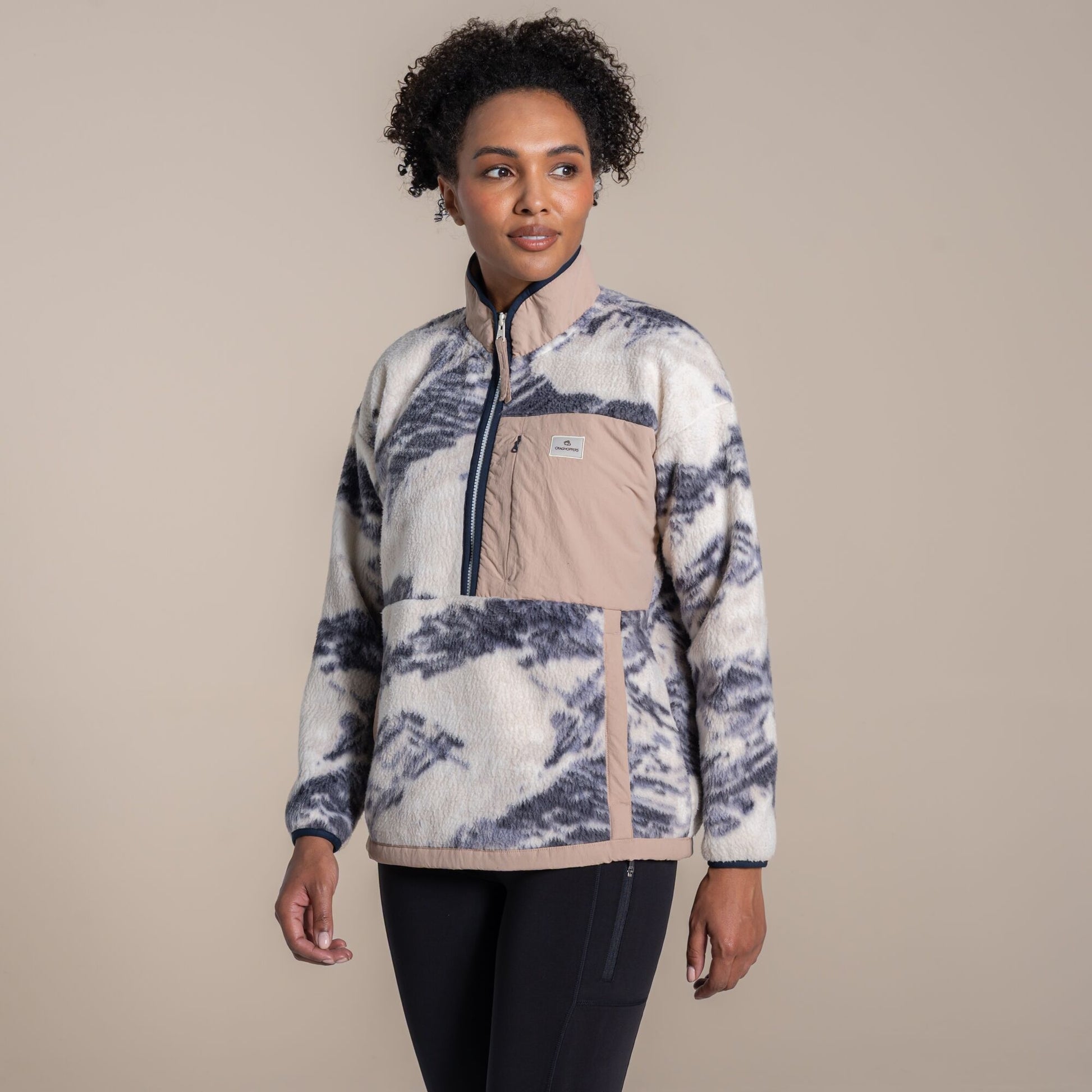 Craghoppers Grange Half Zip Fleece in Ecru Print