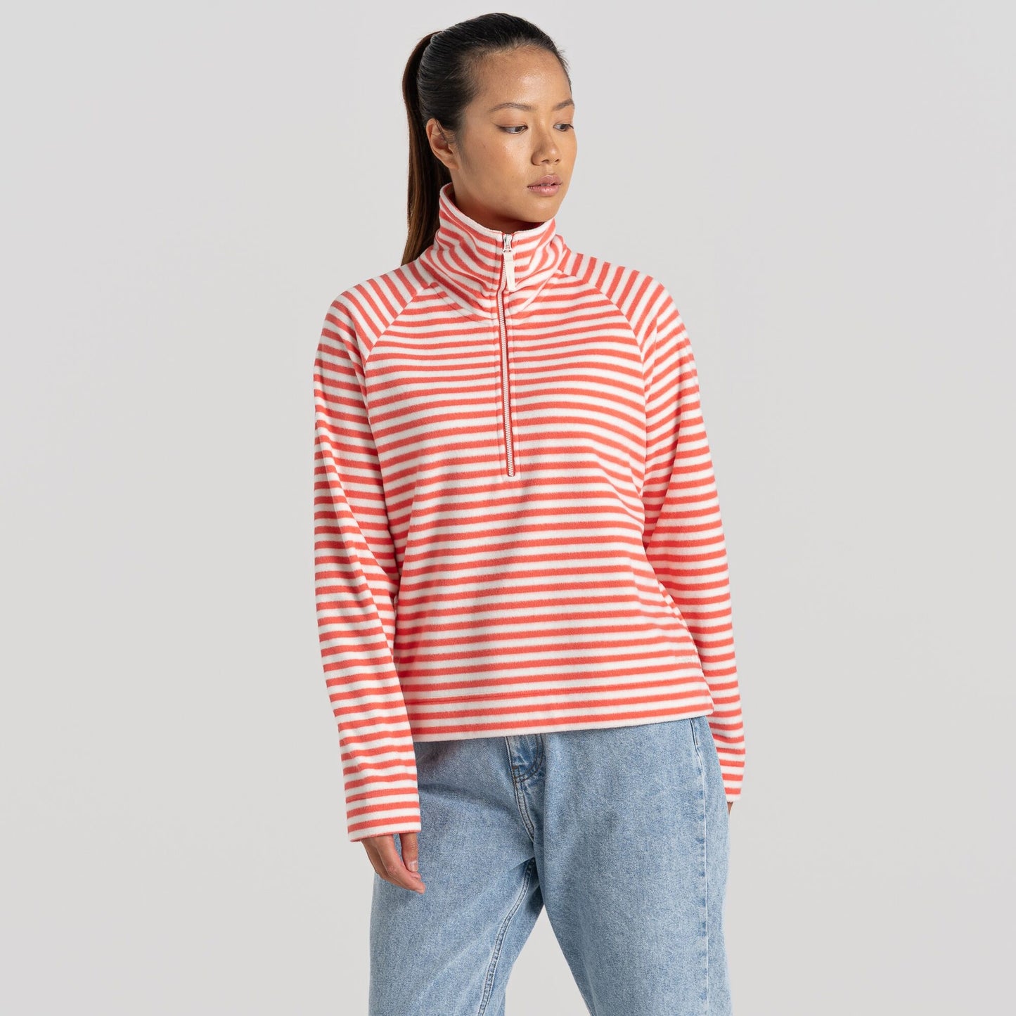 Craghoppers Melina Half Zip Fleece - Rose Coral Stripe