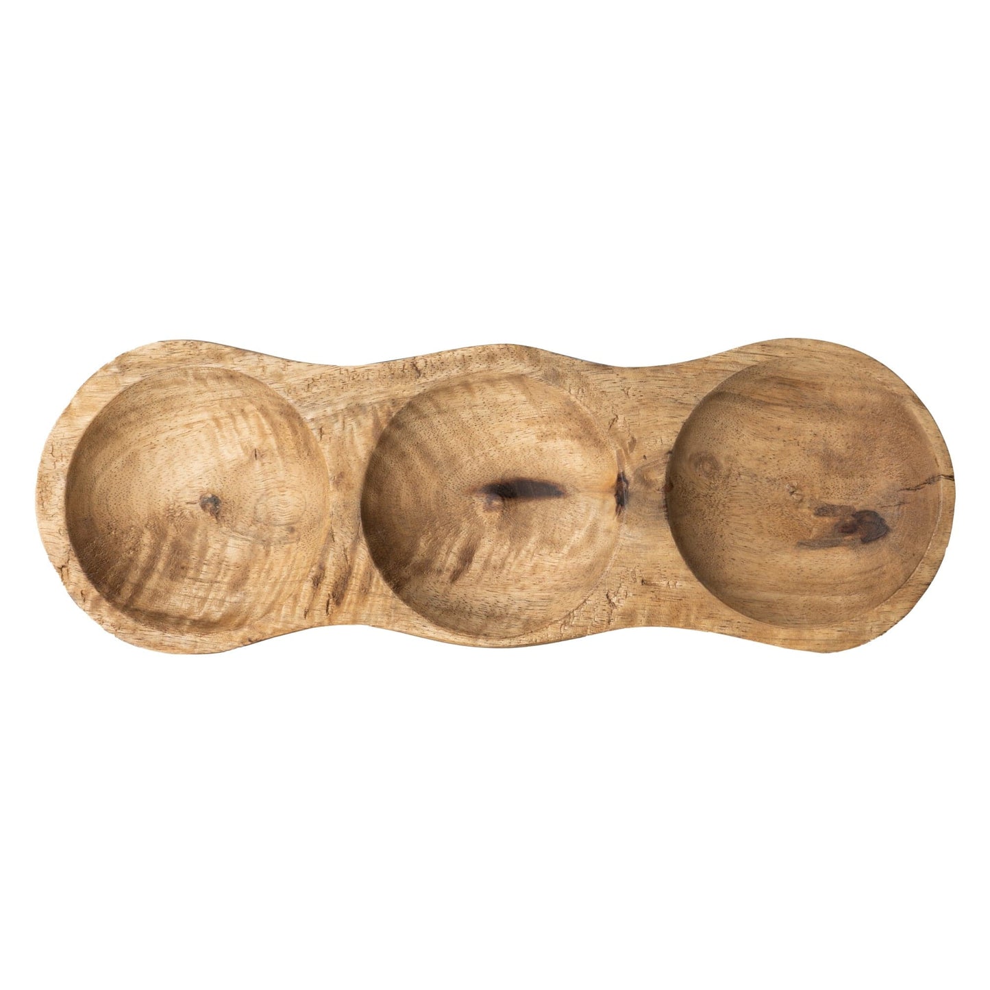 Candlelight 3-Section Mango Wood Dip Dish