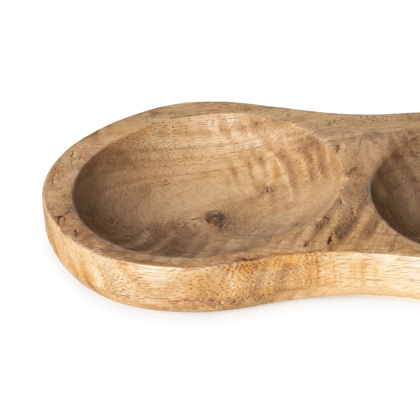 Candlelight 3-Section Mango Wood Dip Dish