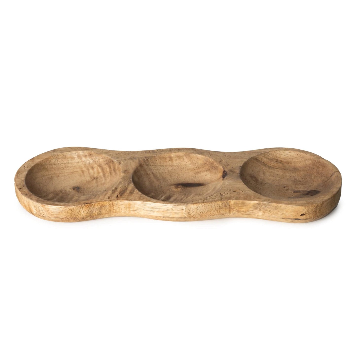 Candlelight 3-Section Mango Wood Dip Dish