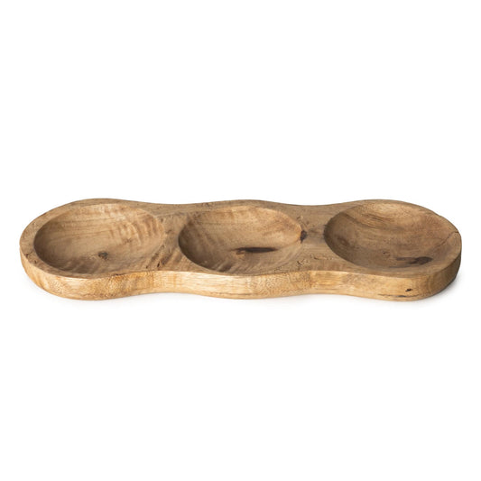 Candlelight 3-Section Mango Wood Dip Dish