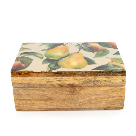 Candlelight Apples & Pears Mango Wood Trinket Box