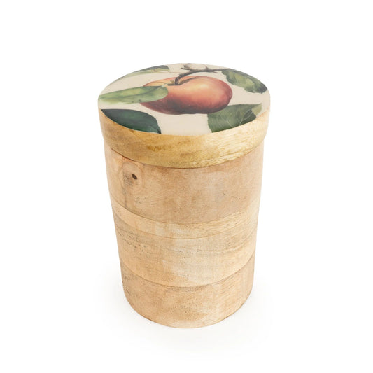 Candlelight Apples Small Wooden Storage Jar