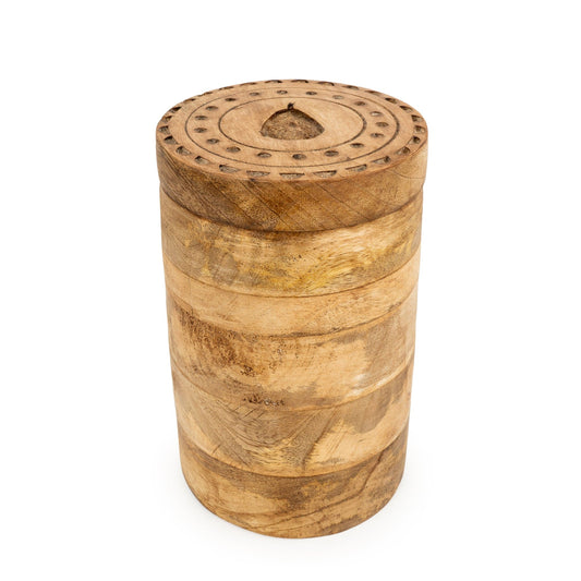Candlelight Debossed Pear Large Wooden Storage Jar