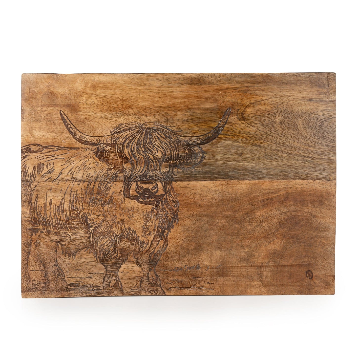 Candlelight Engraved Highland Cow Wooden Placemat Set