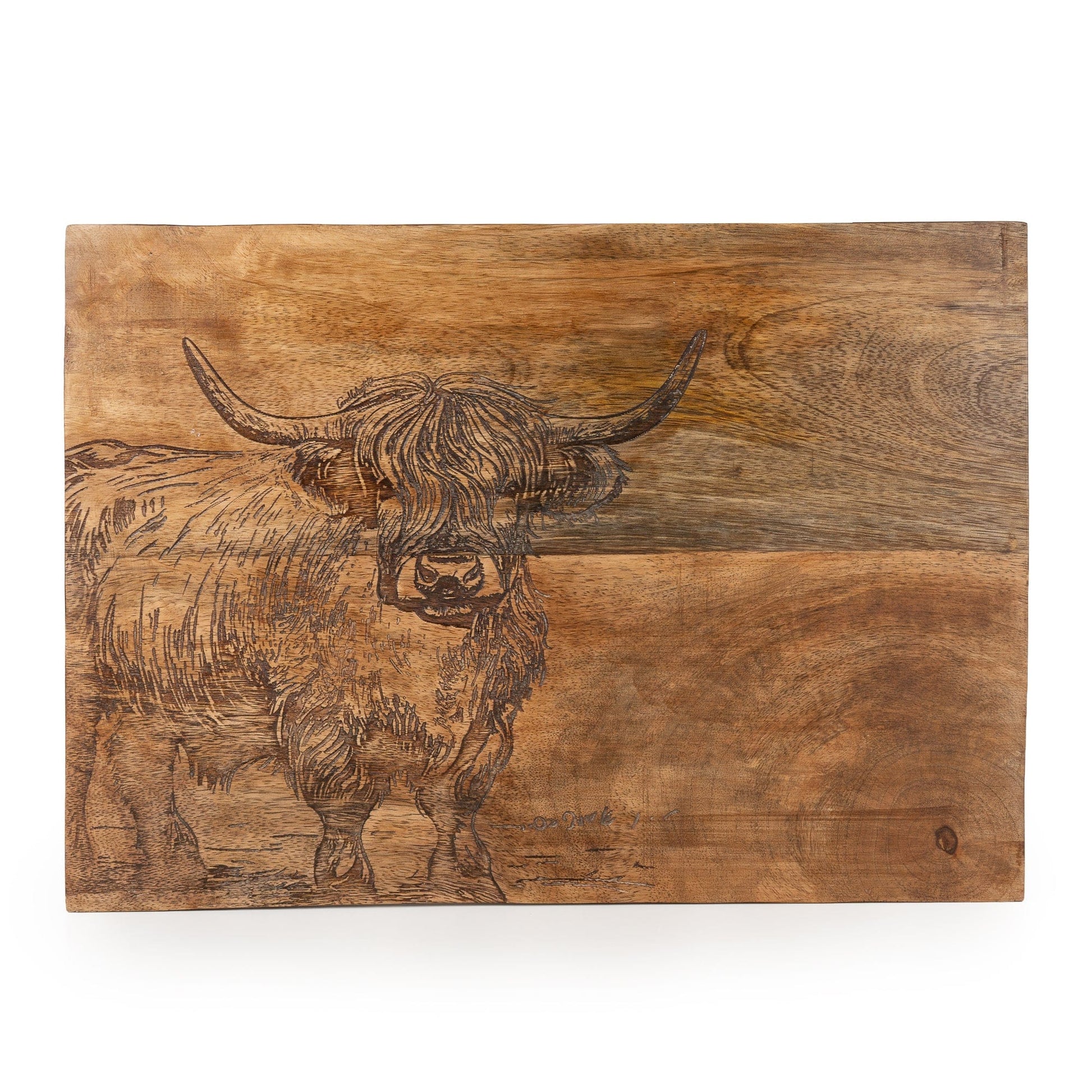 Candlelight Engraved Highland Cow Wooden Placemat Set