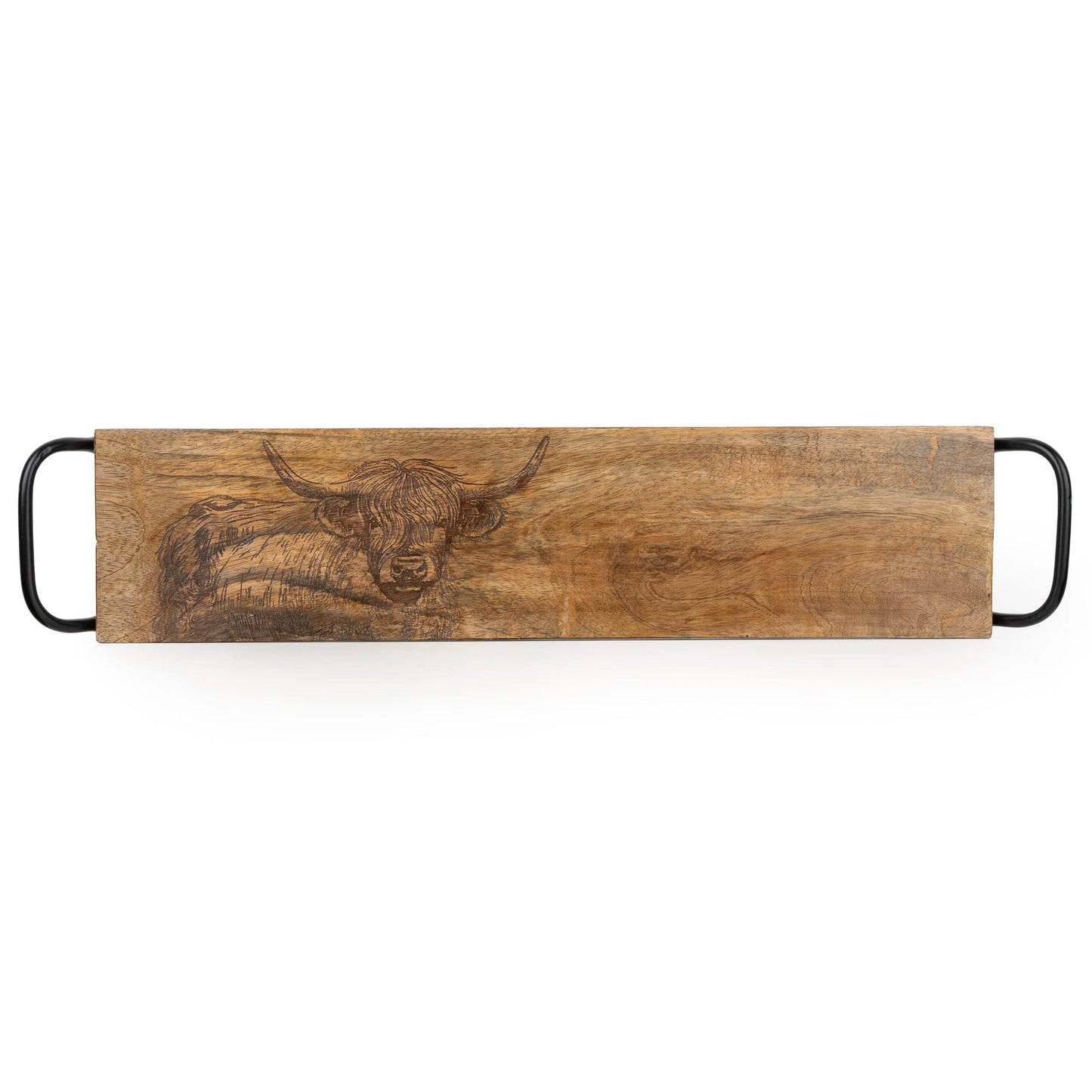 Candlelight Highland Cow Wooden Rectangular Serving Platter
