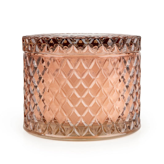 Candlelight Jhangye Round Embossed Pink Candle Jar