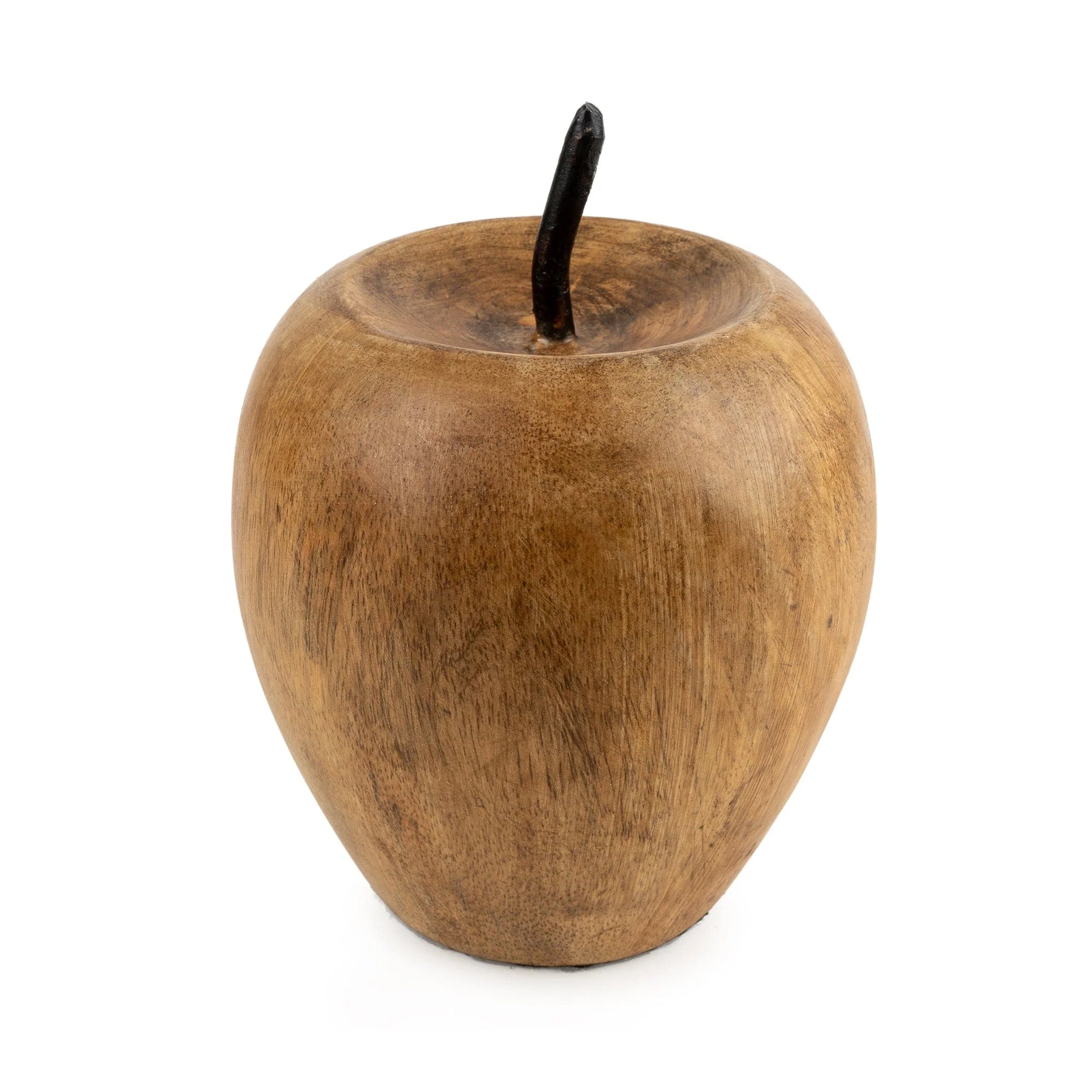 Candlelight Mango Wood Apple Ornament with Metal Stem