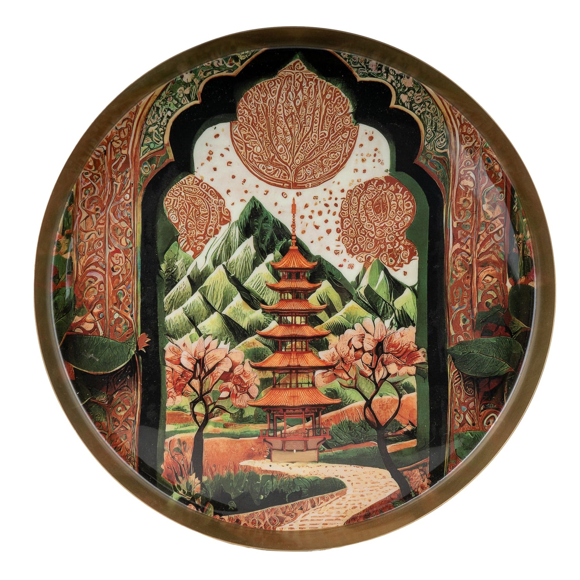 Candlelight Samarkand Round Metal Serving Tray
