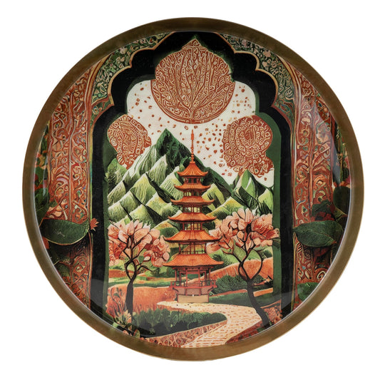Candlelight Samarkand Round Metal Serving Tray