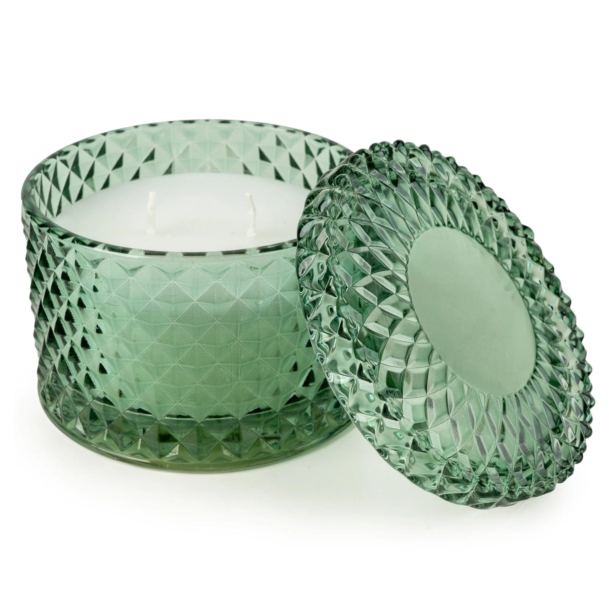 Candlelight The Silk Road Collection Chengdu Round Embossed Duck Egg Blue Two-Wick Candle Jar