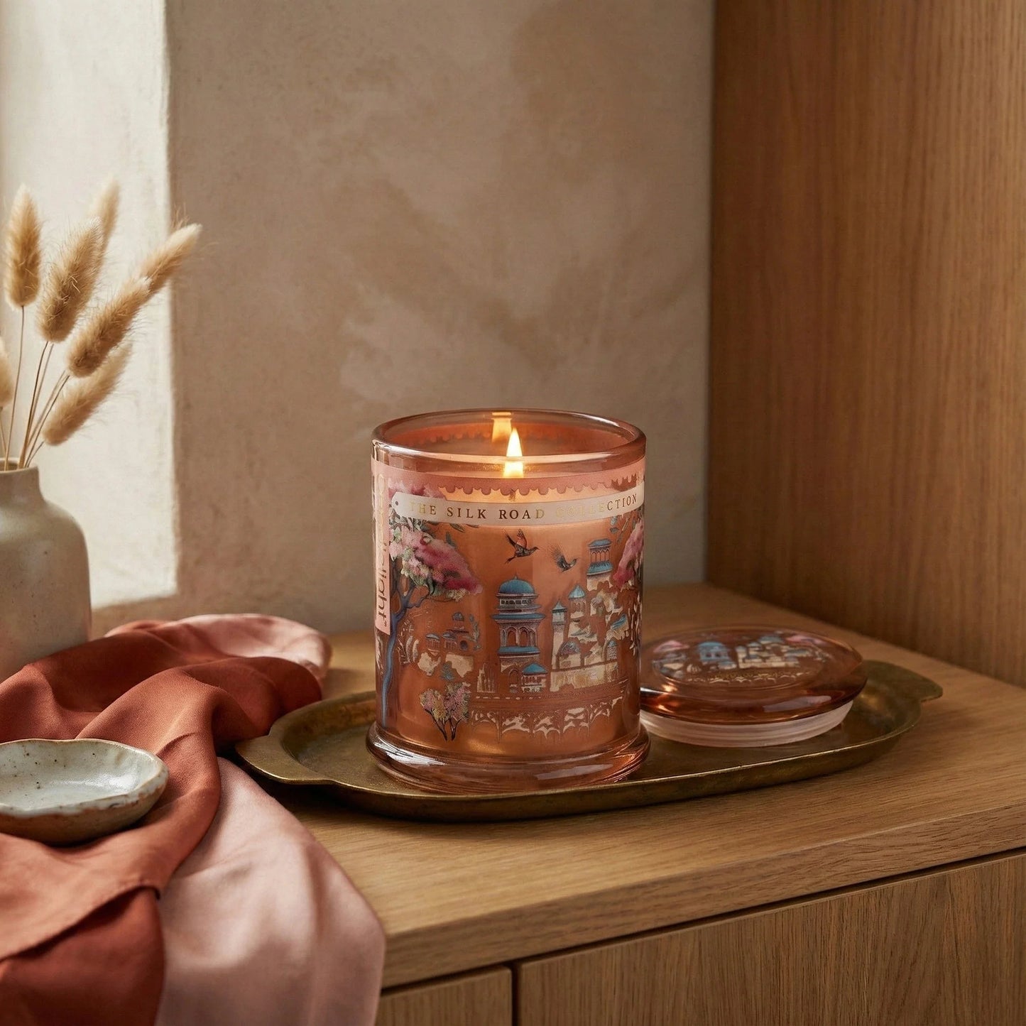 Candlelight The Silk Road Collection Jhangye Pink Large Glass Jar Candle