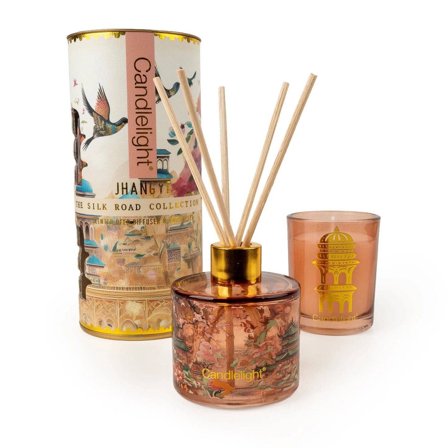 Candlelight The Silk Road Collection Jhangye Reed Diffuser & Votive Gift Set