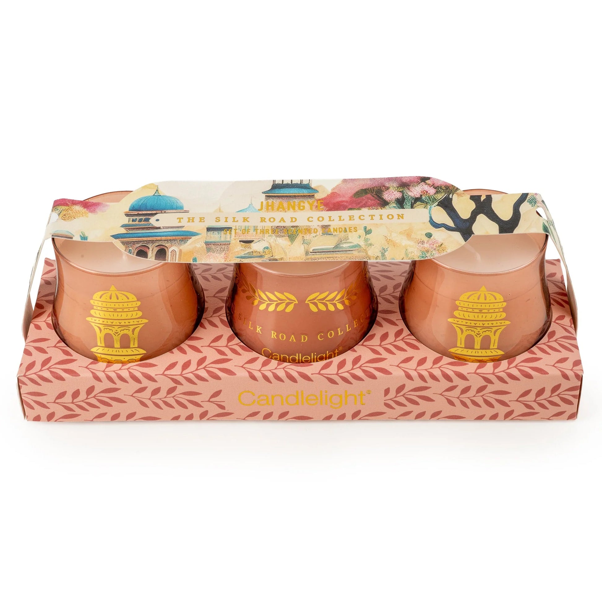 Candlelight The Silk Road Collection Jhangye Votive Candle Set of 3