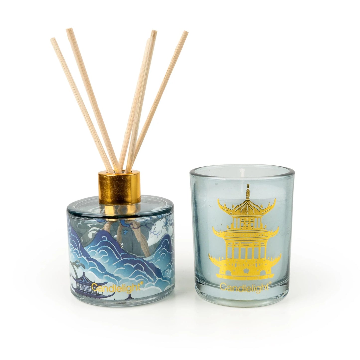 Candlelight The Silk Road Collection Tianshui Blue Reed Diffuser & Votive Gift Set