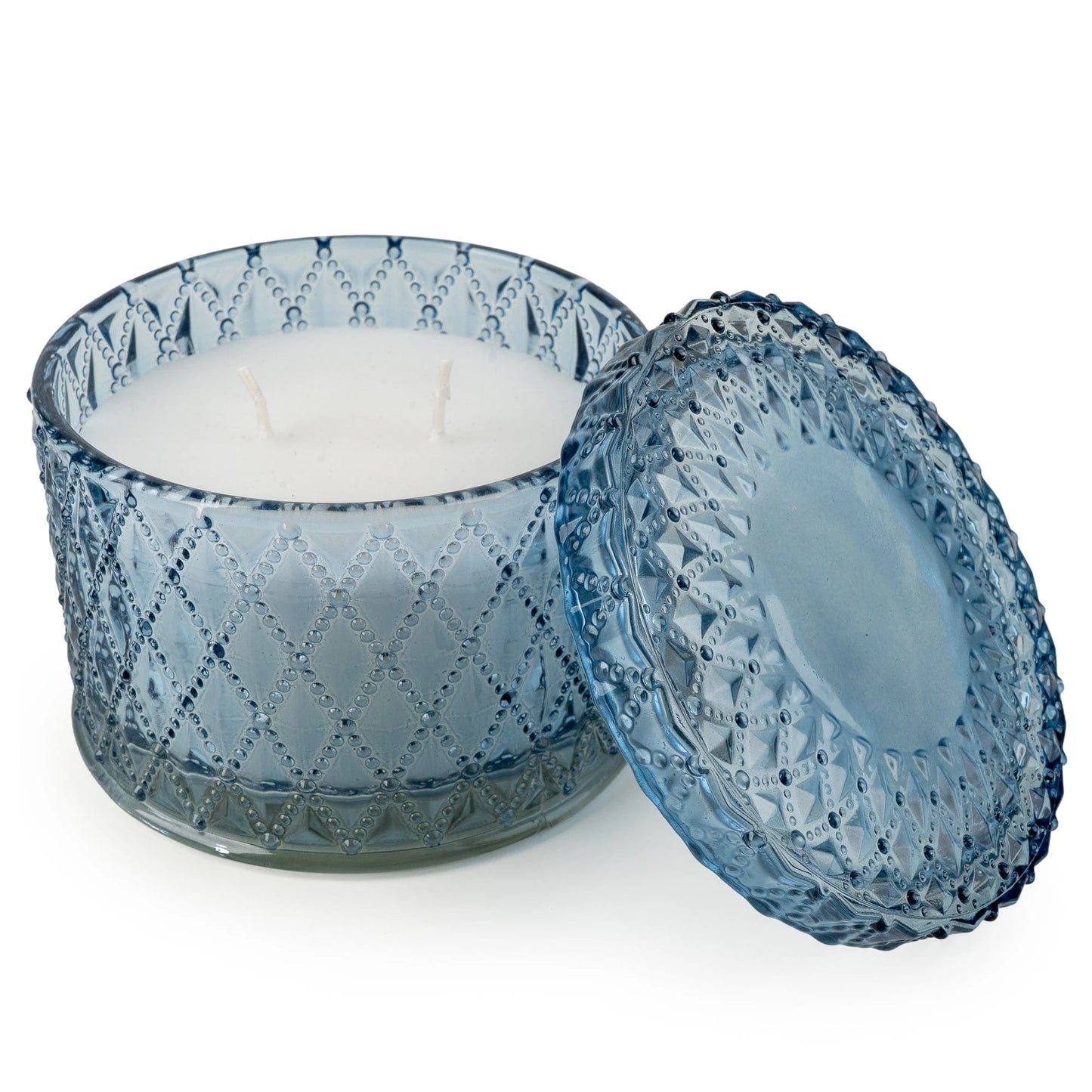 Candlelight Tianshui Blue Round Embossed Candle Jar