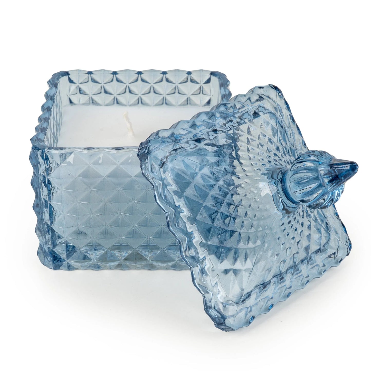 Candlelight Tianshui Blue Square Embossed Candle Jar