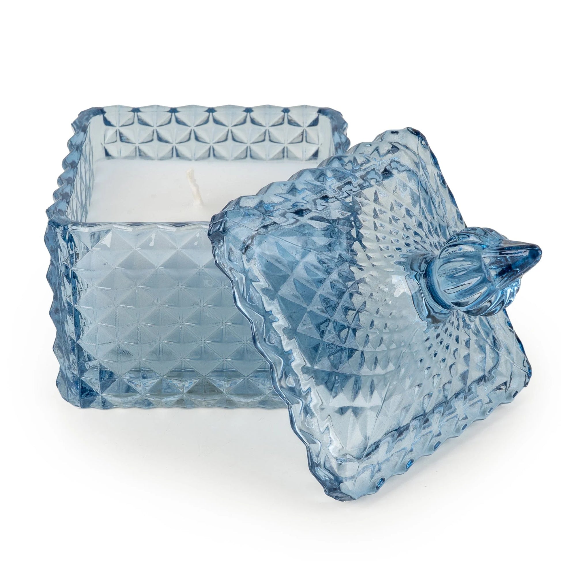 Candlelight Tianshui Blue Square Embossed Candle Jar