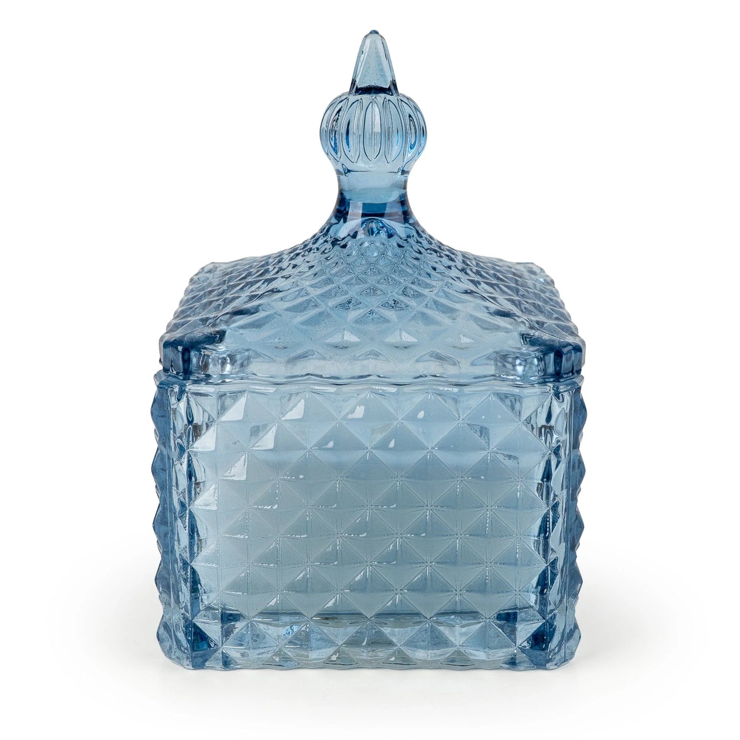Candlelight Tianshui Blue Square Embossed Candle Jar